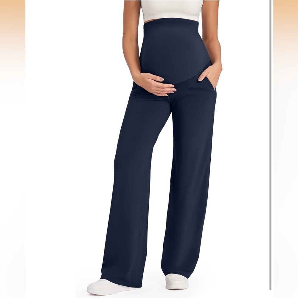 Elegant Navy Maternity Wide Leg Pants